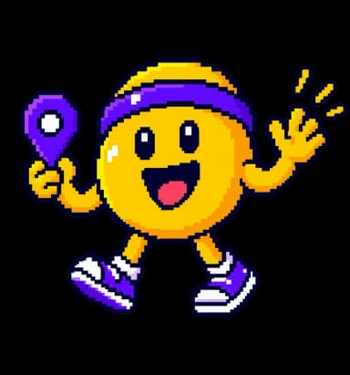 Mascote Moovmoji ao lado do aplicativo